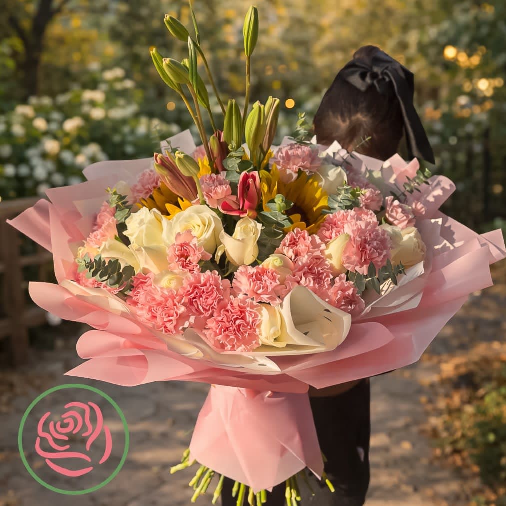 Ramo de rosas y claveles